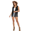 Black Faux Suede Fringe Vest for Women