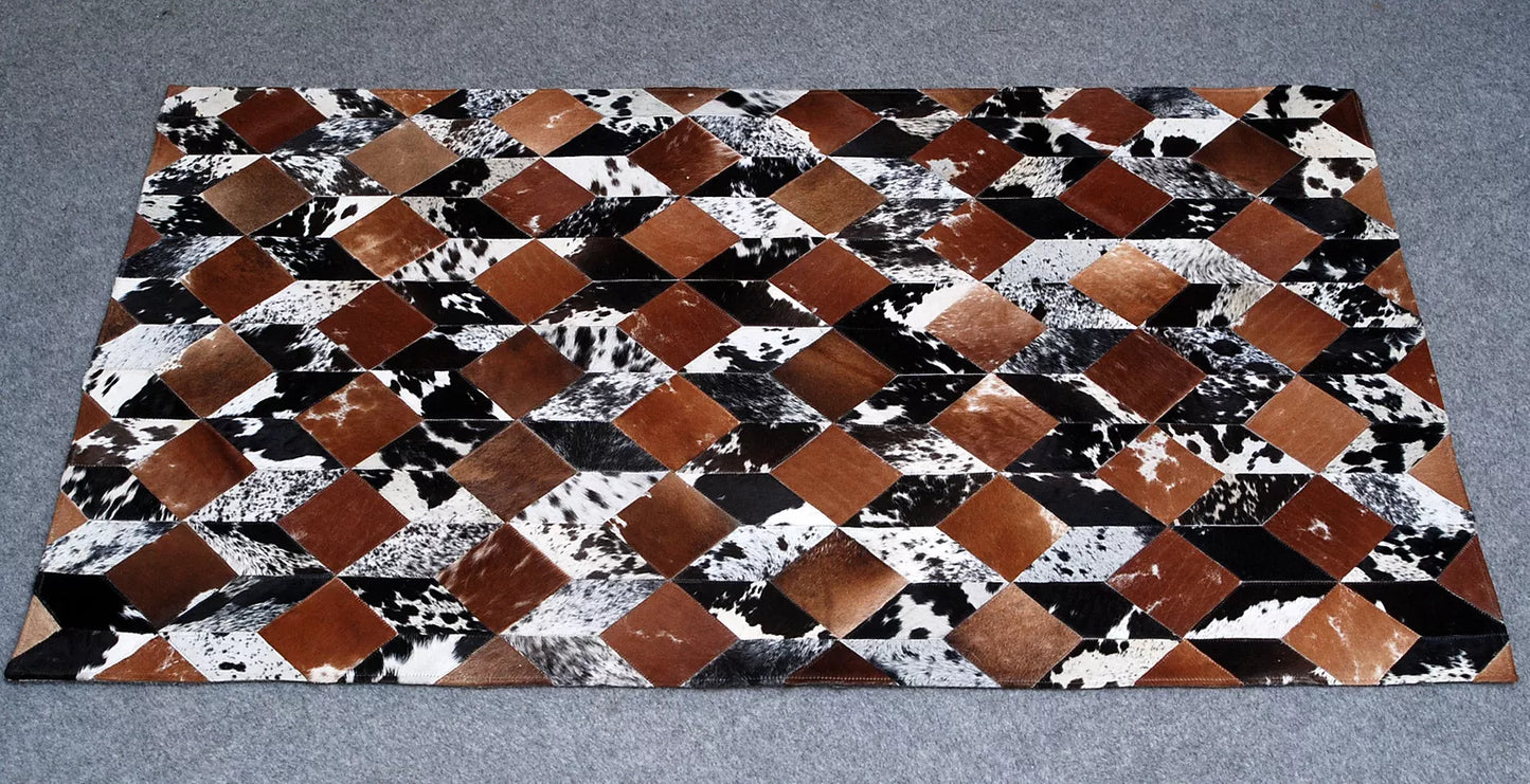 cowhide hair on leather patchwork area rugs