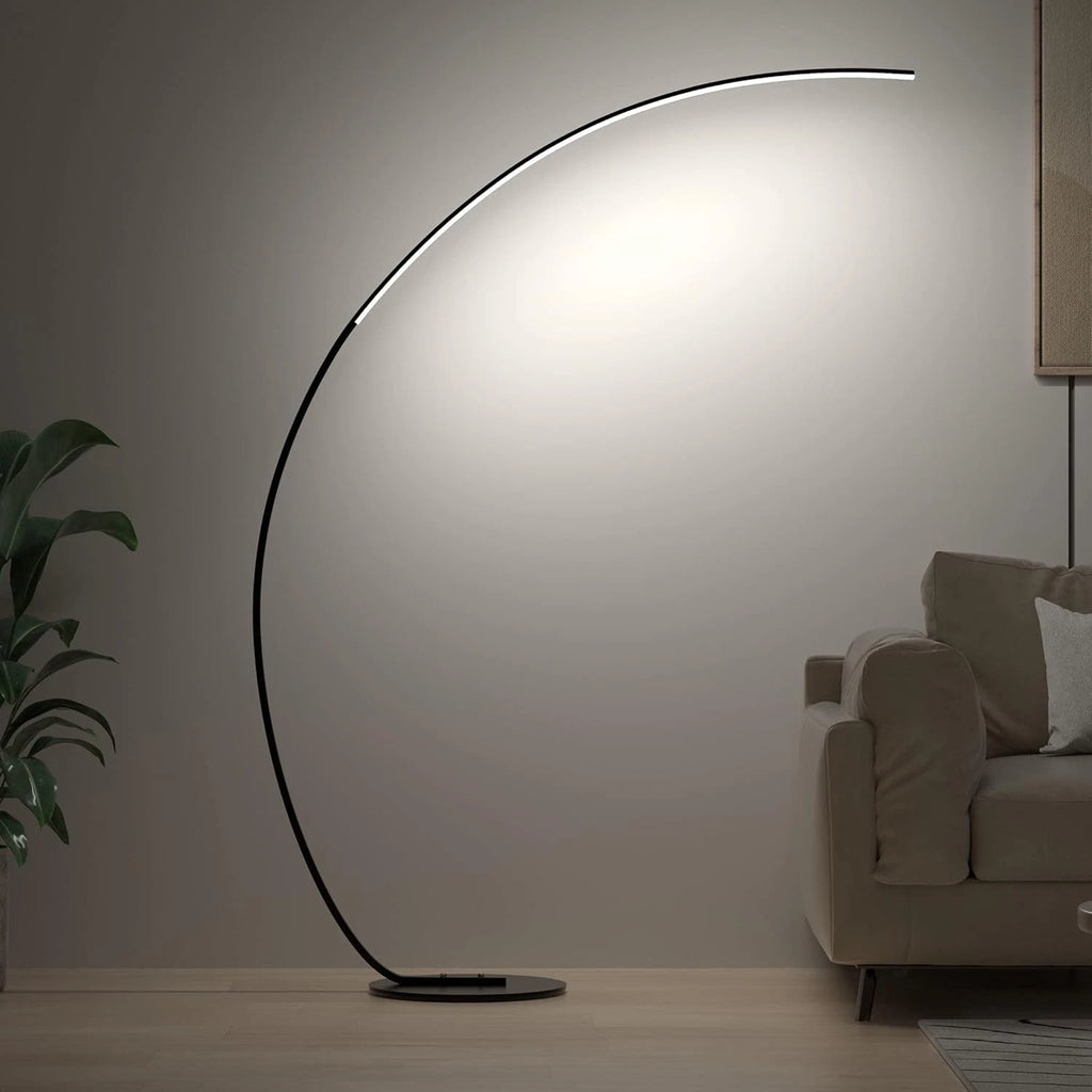 Black Arc Floor Lamp Modern Curved LED Light