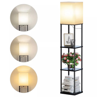 Corner Standing Lamp with Storage for Bedroom & Living Room
