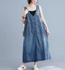 Baggy denim overall dress for women