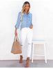 Light Blue Button-Up Women Denim Shirt