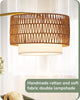 Gold Arched Boho Floor Lamp with Rattan Shade