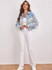 Light Wash Cropped Jean Jacket with Tassel Detail