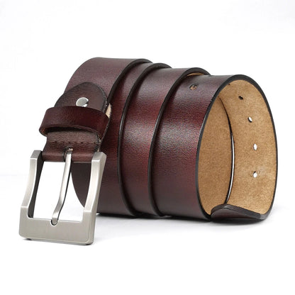 Handmade Brown Leather Belt for Men Classic Buckle