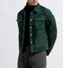 Men’s Dark Green Suede Trucker Jacket Matte Finish
