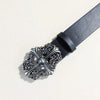 Women's studded black leather belt for jeans