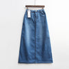 Blue High Waist Long Denim Maxi Skirt for Women