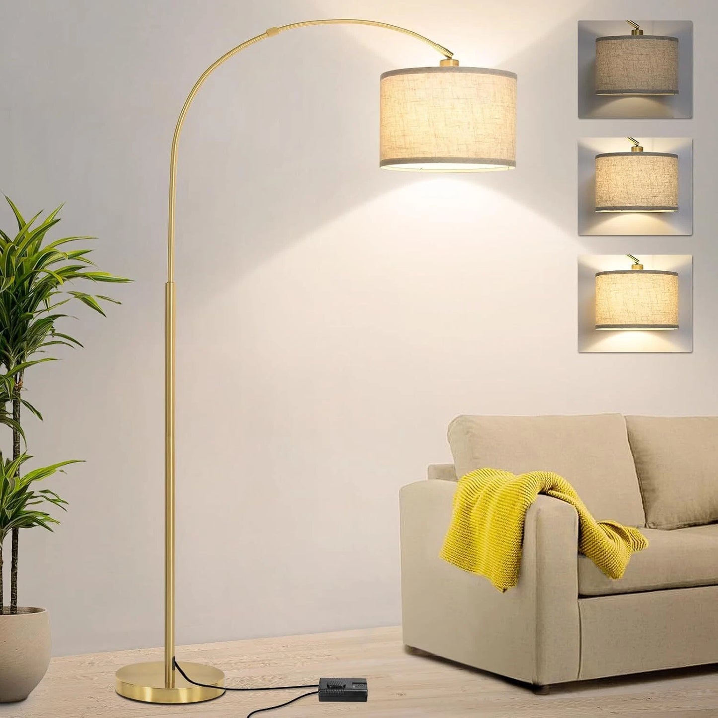 Curved Standing Gold Arc Lamp for Living Room