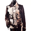 Real cowhide hair-on-hide jacket for women with button closure and natural fur. Standout cowhide coat in classic western style.

