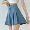 Wide Leg Pleated Women Denim Shorts