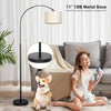 Modern Black Arc Floor Lamp Linen Shade For Living Room