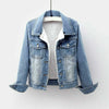 Retro Blue Fur Lined Jean Jacket with Hoodie