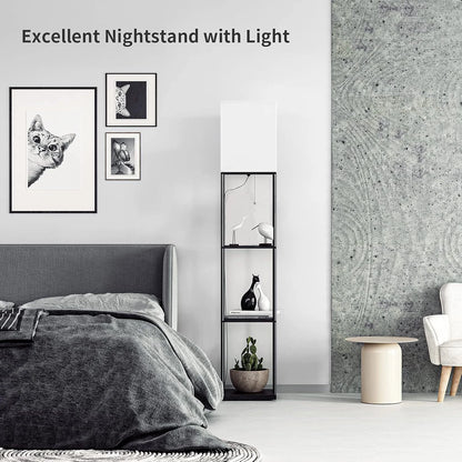 Corner Standing Lamp with Storage for Bedroom & Living Room
