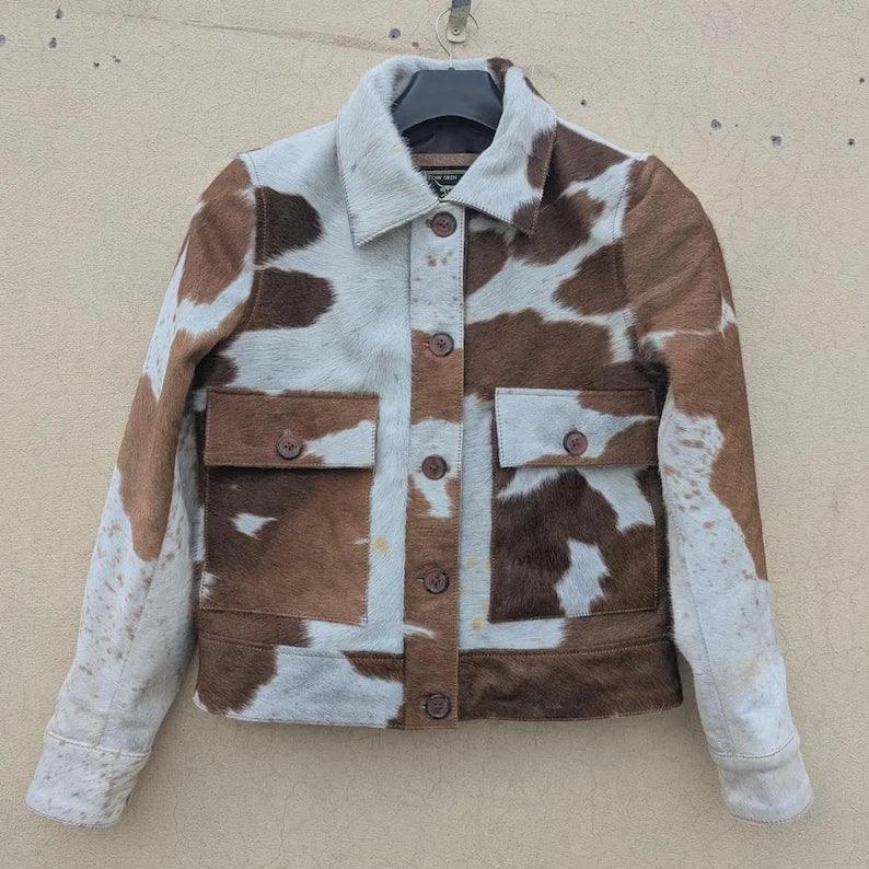 Men Hair-On Cowhide Leather Jacket