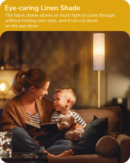 Corner Reading Floor Lamp with Remote Gold Standing Light
