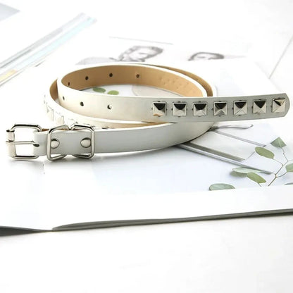Women faux leather belt with metal studs