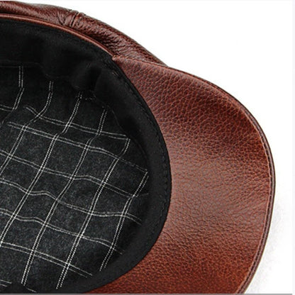 Leather baker boy cap for men Gatsby eight-panel style