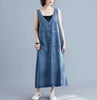 Baggy denim overall dress for women