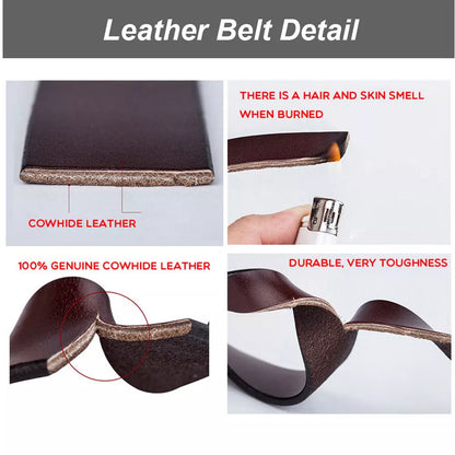 Real Leather Casual Belts for Jeans Men's