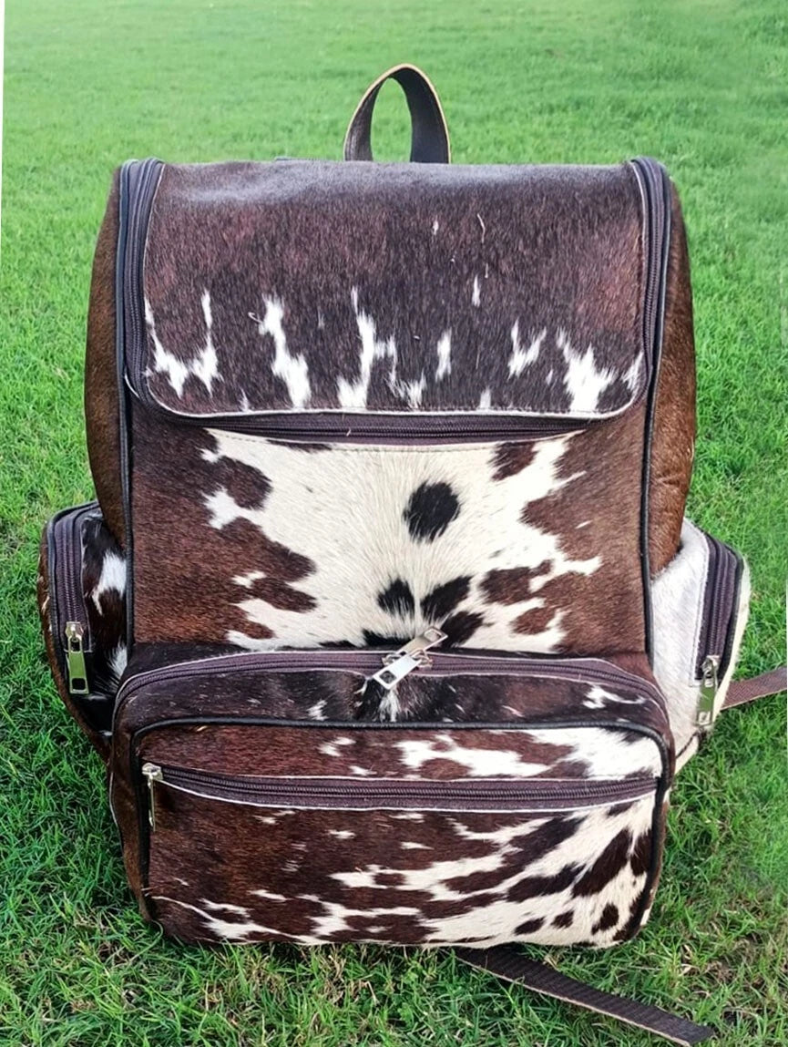 Western Rodeo Cow Leather Backpack Purse
