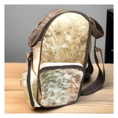 Golden Cowhide Rucksack Cow Fur Mommy Bag