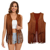 Black Faux Suede Fringe Vest for Women