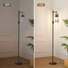 Industrial Style Black Floor Lamp with Dimmable Glass Shade for Living Room