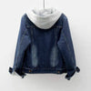 Retro Blue Fur Lined Jean Jacket with Hoodie