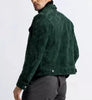Men’s Dark Green Suede Trucker Jacket Matte Finish