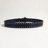 Women's studded black leather belt for jeans