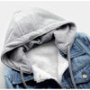 Retro Blue Fur Lined Jean Jacket with Hoodie