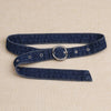Dual Tone Round Buckle Denim Belts For Women