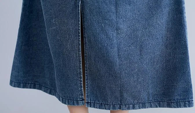 Baggy denim overall dress for women