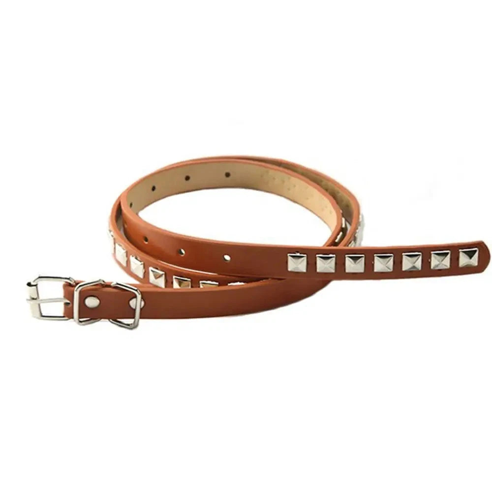 Women faux leather belt with metal studs