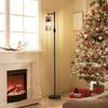 Industrial Style Black Floor Lamp with Dimmable Glass Shade for Living Room