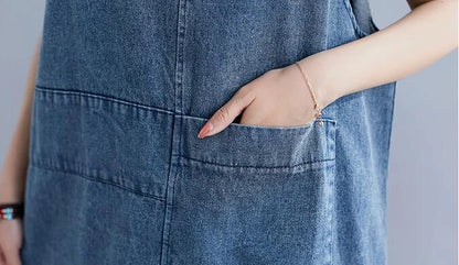 Baggy denim overall dress for women