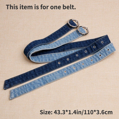 Dual Tone Round Buckle Denim Belts For Women