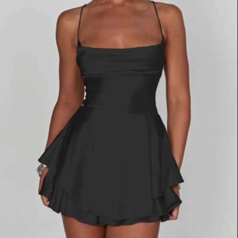 Satin Silk Women Cami Playsuit Dress Mini Romper for Summer