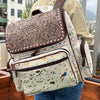 Western Metallic Hide Tooled Leather Diaper Backpack