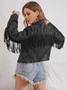 Cropped Fringe Jean Jacket for Casual Streetwear