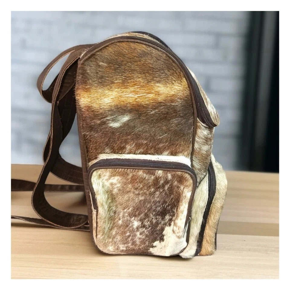 Golden Cowhide Rucksack Cow Fur Mommy Bag