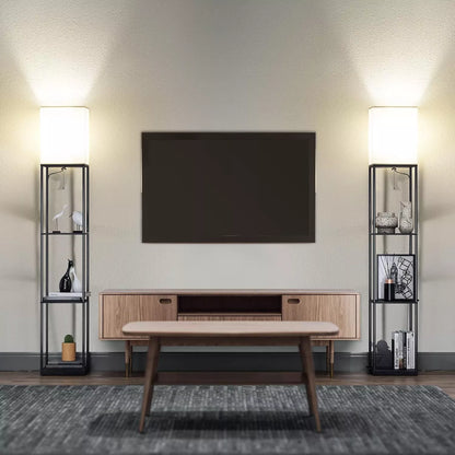 Corner Standing Lamp with Storage for Bedroom & Living Room