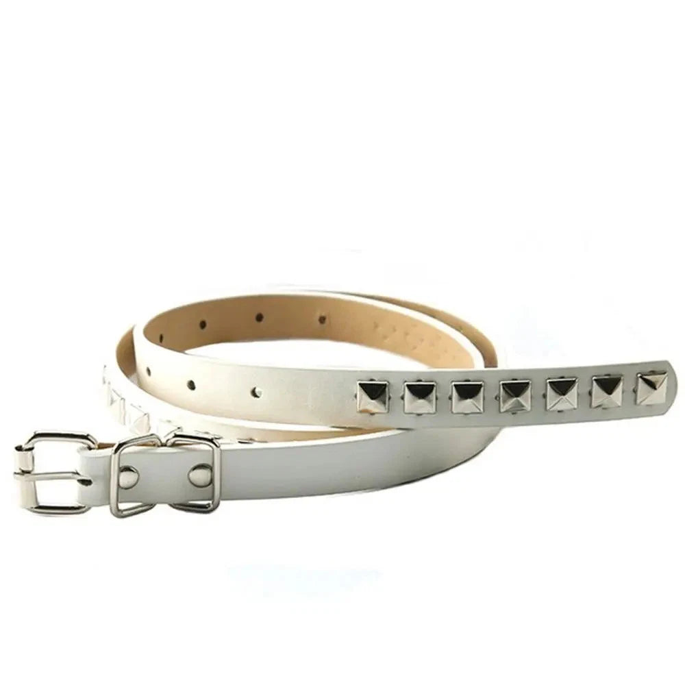 Women faux leather belt with metal studs