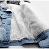 Retro Blue Fur Lined Jean Jacket with Hoodie