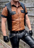 Short Sleeve Leather Shirt Brown