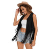 Black Faux Suede Fringe Vest for Women