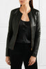 Black Leather Jacket for Women in Lambskin Collarless Design