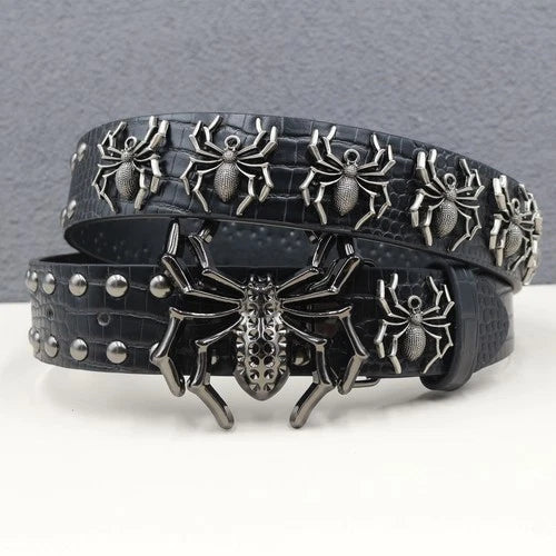 Studded punk belt men's gothic spider rivet waist belt