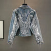 Women’s Loose Fit Cropped Jean Jacket with Tassel Details